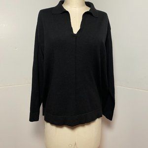 Black V-Neck with Collar Sweater - Size M/L